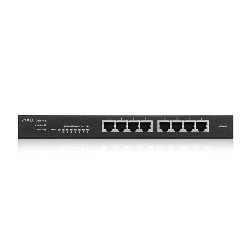 Switch 8 puertos zyxel gs1915 - 8 gigabit ethernet nebula fanless