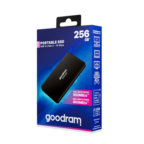 Disco duro externo solido ssd goodram hx100 256gb m.2 usb 3.2 tipo c