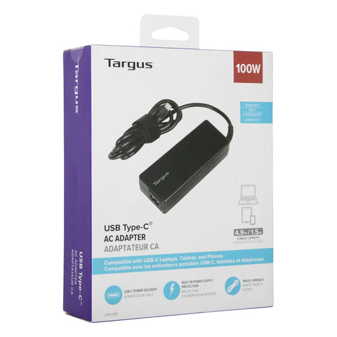 Cargador de corriente universal targus 100w usb tipo c