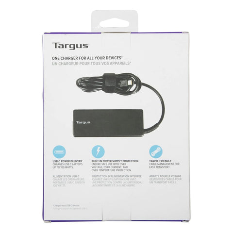 Cargador de corriente universal targus 100w usb tipo c