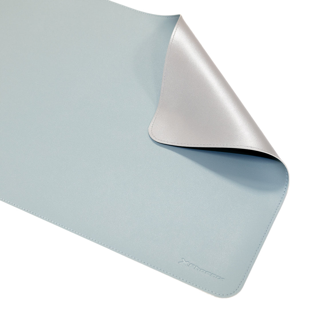 Phoenix matepad alfrombrilla escritorio ratón pu 80 x 40 cm antideslizante impermeable materíal simil cuero azul - gris