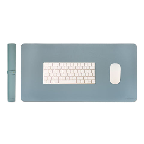 Phoenix matepad alfrombrilla escritorio ratón pu 80 x 40 cm antideslizante impermeable materíal simil cuero azul - gris