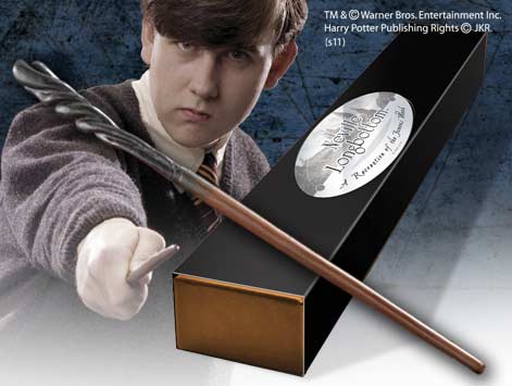 Replica the noble collection harry potter neville longbottom varita con caja y placa de identificacion