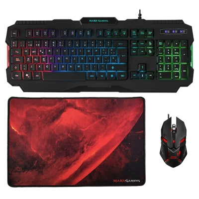 Kit teclado + mouse raton mars gaming mcp118 alfombrilla rainbow