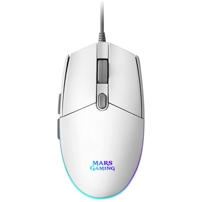 Mouse raton mars gaming mmgw optico usb 6 botones 3200ppp rgb blanco