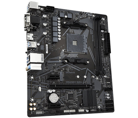 Placa base gigabyte a520m s2h am4 m - atx -  2 x ddr4 -  4 x usb 3.2 -  2 x usb 2.0 -  1 x hdmi -  1 x dvi - d -  1 x ps - 2 -  1x rj45 -  1 x vga