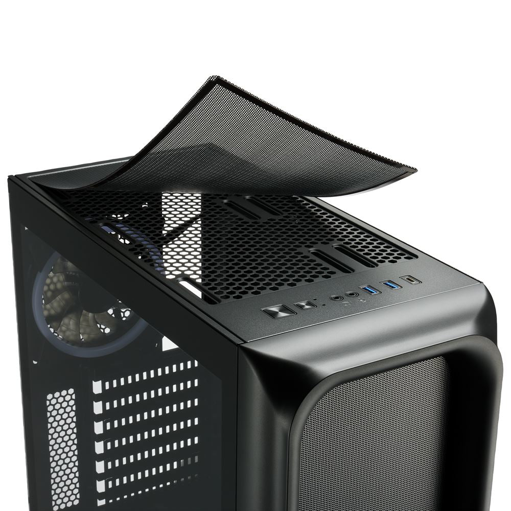 Caja ordenador gaming sharkoon tk5m atx 2 x usb 3.2 1 x usb tipo c 4 x 120mm rgb negro