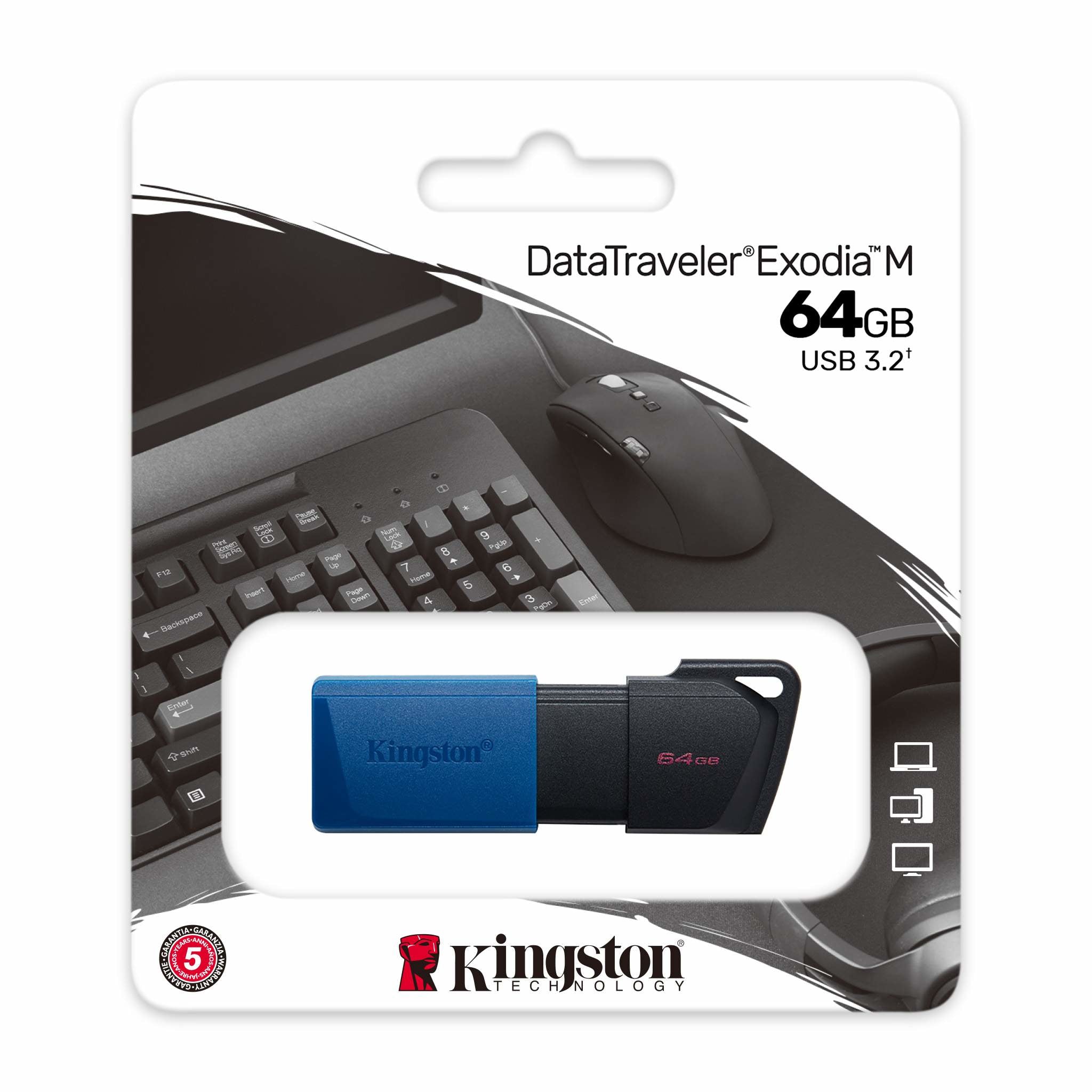 Memoria usb 3.2 kingston 64gb datatraveler dtxm azul