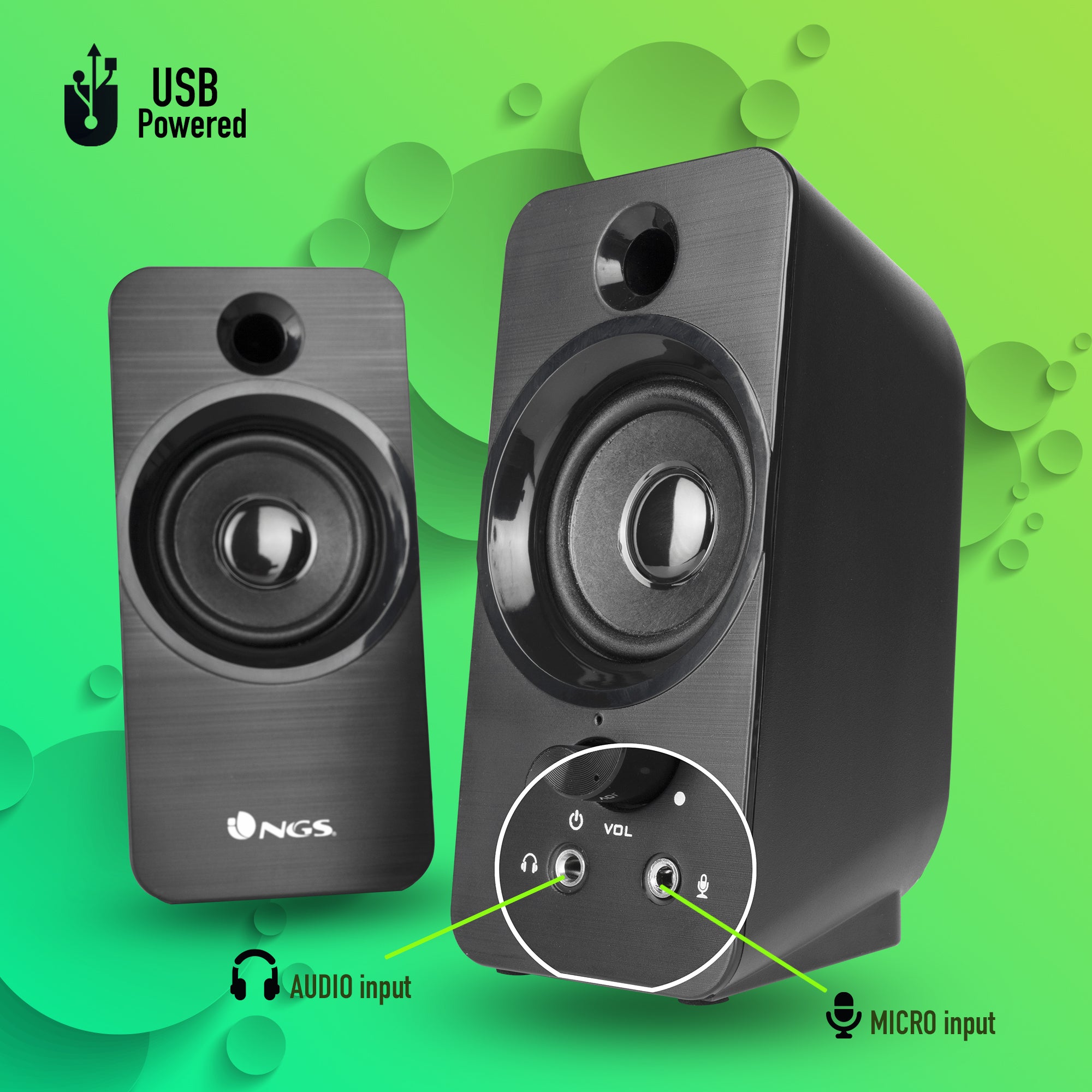 Altavoz para pc ngs sb 350 -  12w -  usb -  jack 3.5mm