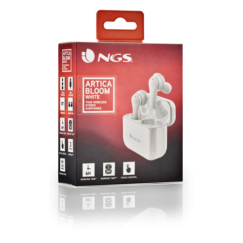 Auriculares inalambricos ngs artica bloom white bluetooth 5.1 + estuche de carga - blanco