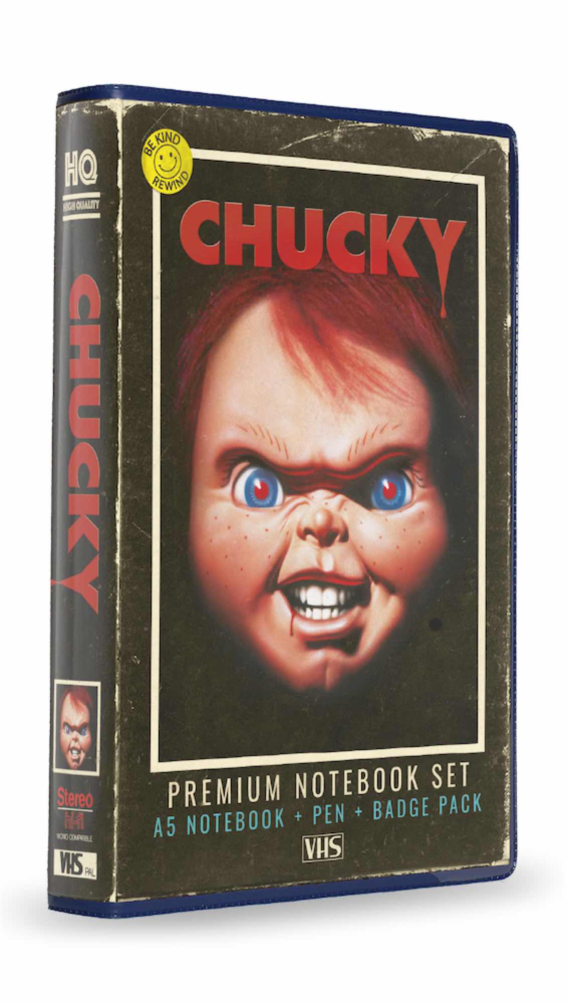 Set papeleria vhs sd toys (libreta - chapas y boligrafo) chucky