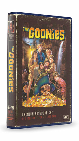 Set papeleria vhs (libreta - chapas y boligrafo) the goonies