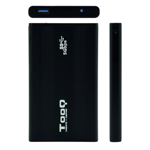 Caja externa tooq tqe - 2524b 2.5pulgadas 9.5mm sata usb 3.0 negro