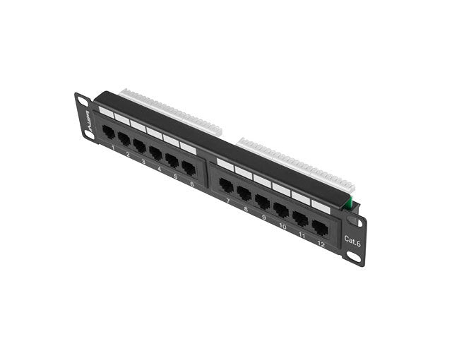 Patch panel lanberg 12 puertos 1u 10pulgadas cat.6 negro