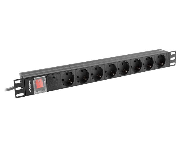 Regleta lanberg 1u 16a rack 19 8x schuko negro 2m