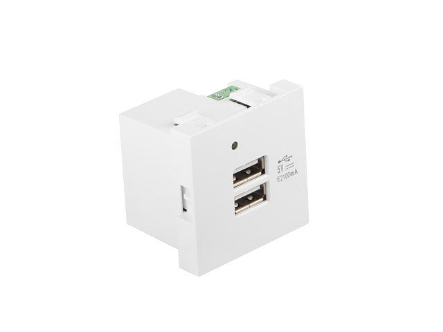 Roseta pared lanberg 230v 2 x usb 5v 2.1a blanco