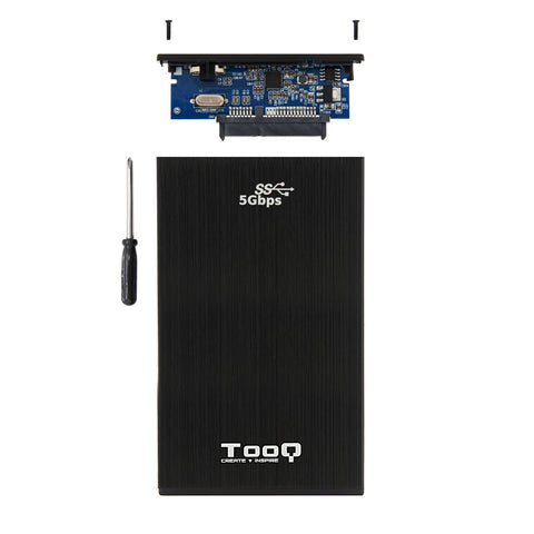 Caja externa tooq tqe - 2522b para hdd - ssd 2.5pulgadas 9.5mm sata usb 3.0 negra