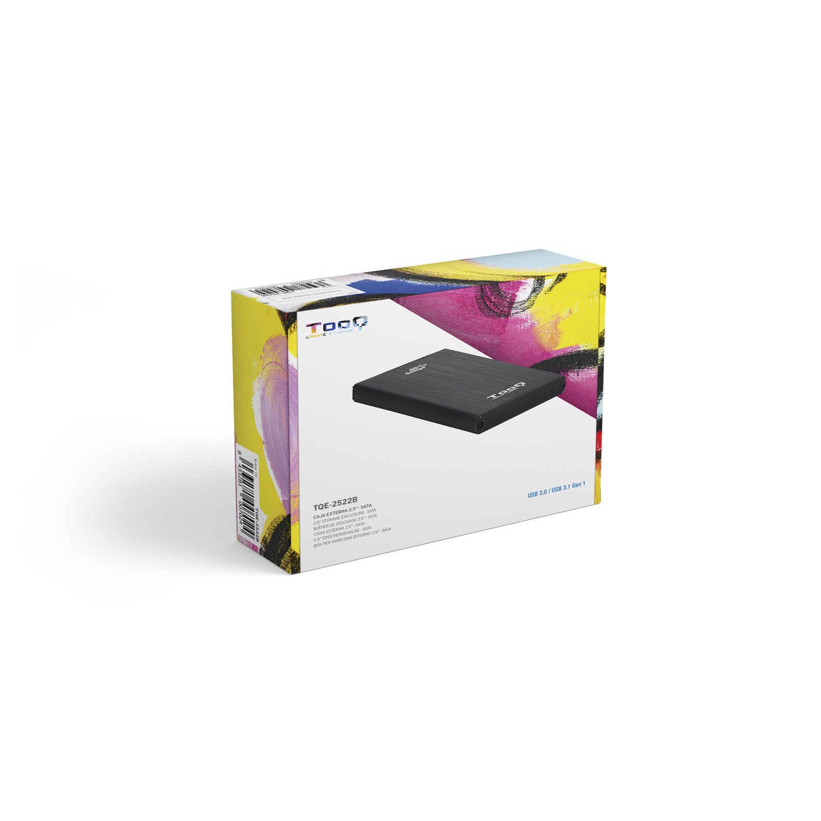 Caja externa tooq tqe - 2522b para hdd - ssd 2.5pulgadas 9.5mm sata usb 3.0 negra