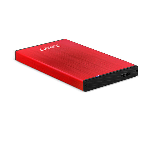 Caja externa tooq tqe - 2527r para hdd 2.5pulgadas 9.5mm sata 3 usb 3.2 rojo