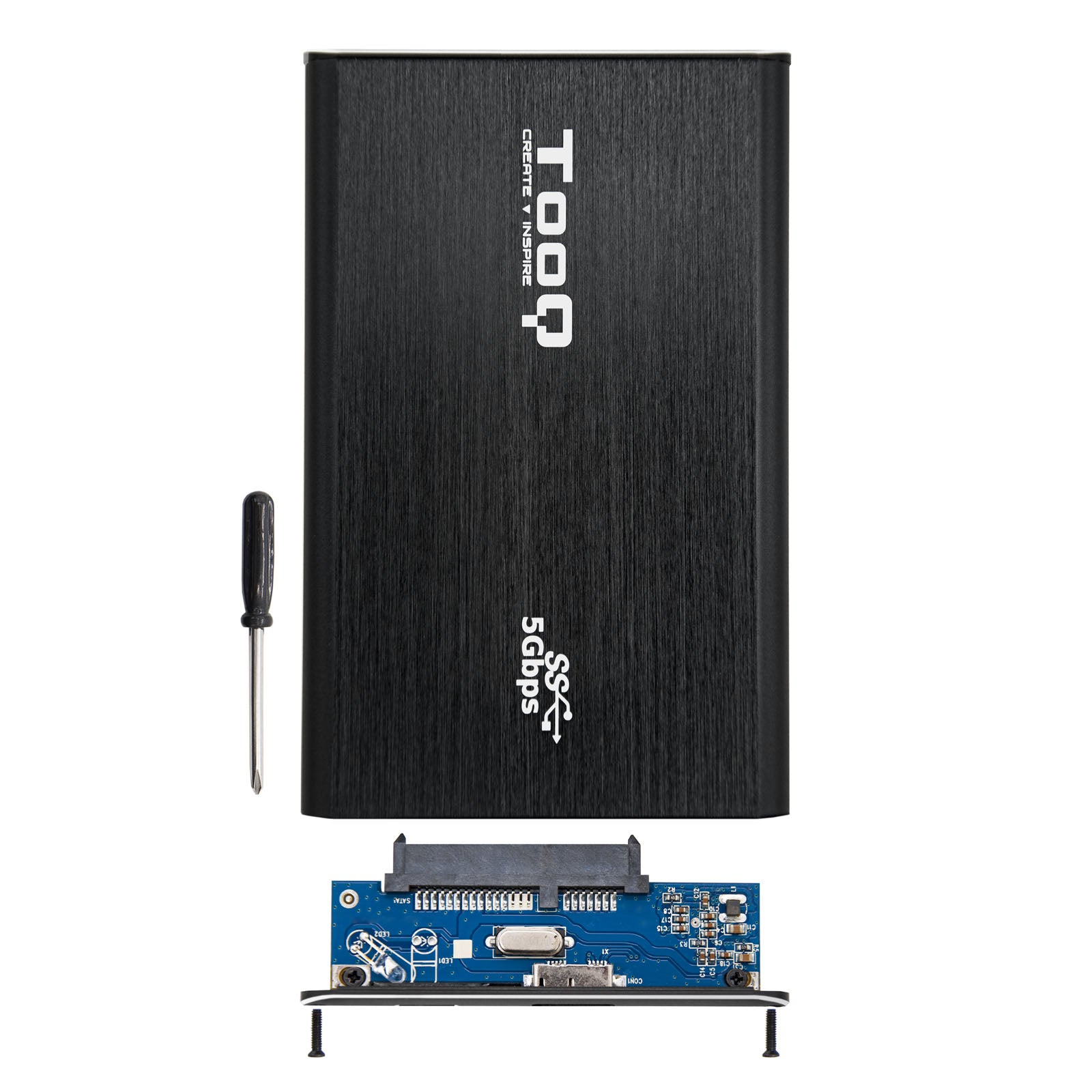 Caja externa tooq tqe - 2529b para hdd - ssd 2.5pulgadas sata 3 usb 3.0 negro