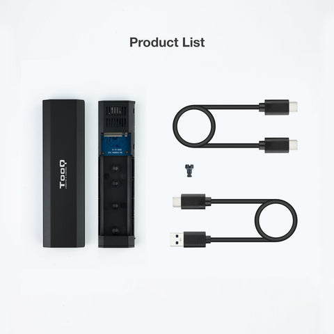 Caja externa tooq tqe - 2223b para ssd m.2 usb tipo c negro