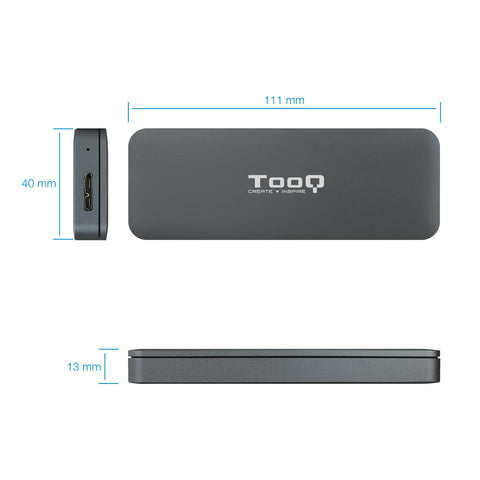 Caja externa tooq tqe - 2281g para ssd m.2 usb tipo c gris