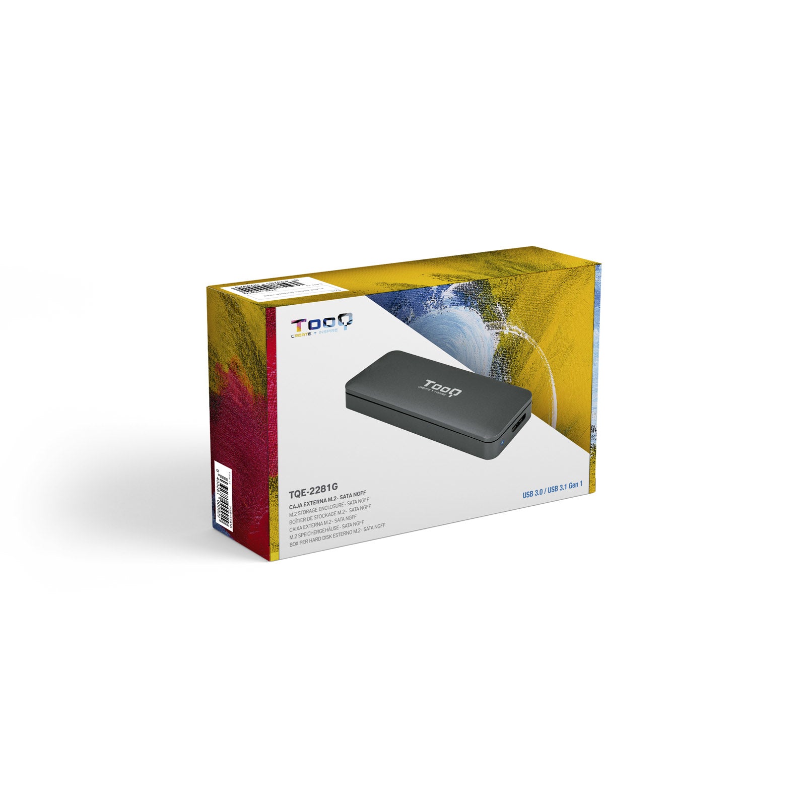 Caja externa tooq tqe - 2281g para ssd m.2 usb tipo c gris