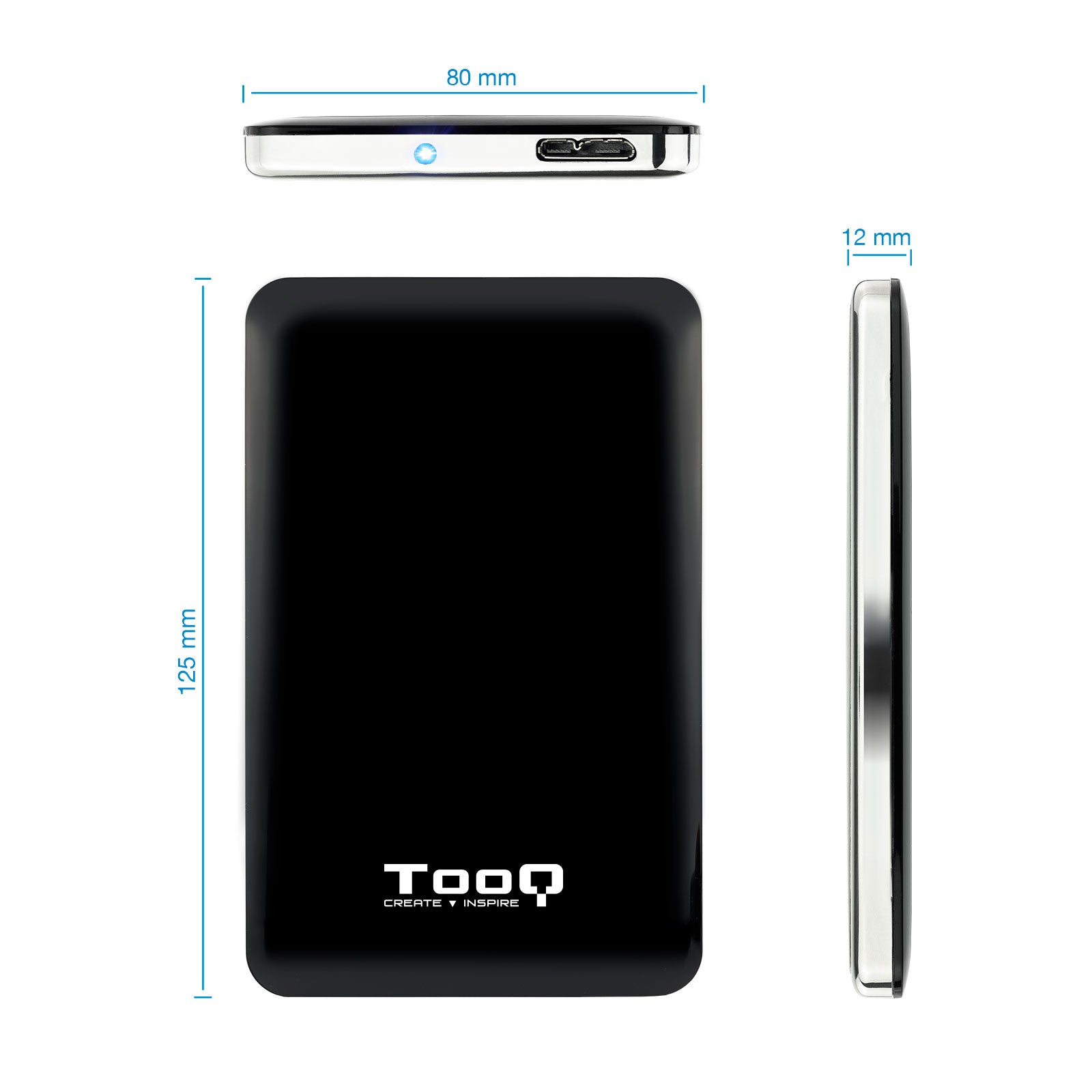 Caja externa tooq tqe - 2538b para hdd 2.5pulgadas 9.5mm sata usb 3.0 - 3.1 negro