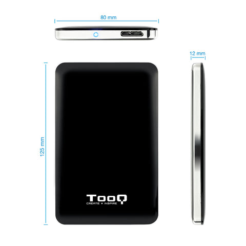 Caja externa tooq tqe - 2538b para hdd 2.5pulgadas 9.5mm sata usb 3.0 - 3.1 negro