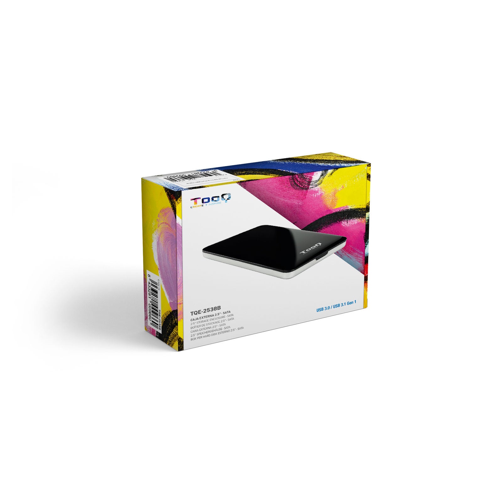 Caja externa tooq tqe - 2538b para hdd 2.5pulgadas 9.5mm sata usb 3.0 - 3.1 negro