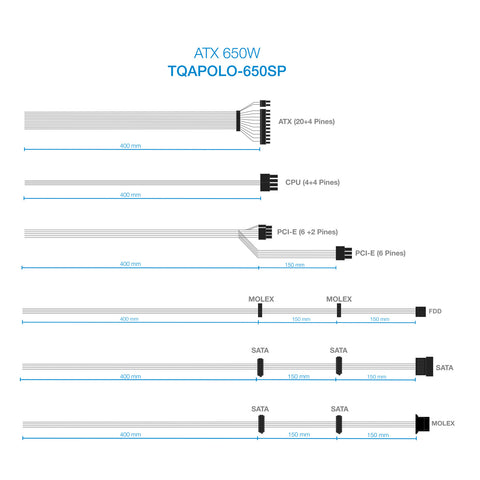 Fuente de alimentacion tooq tqapolo - 650sp atx 650w