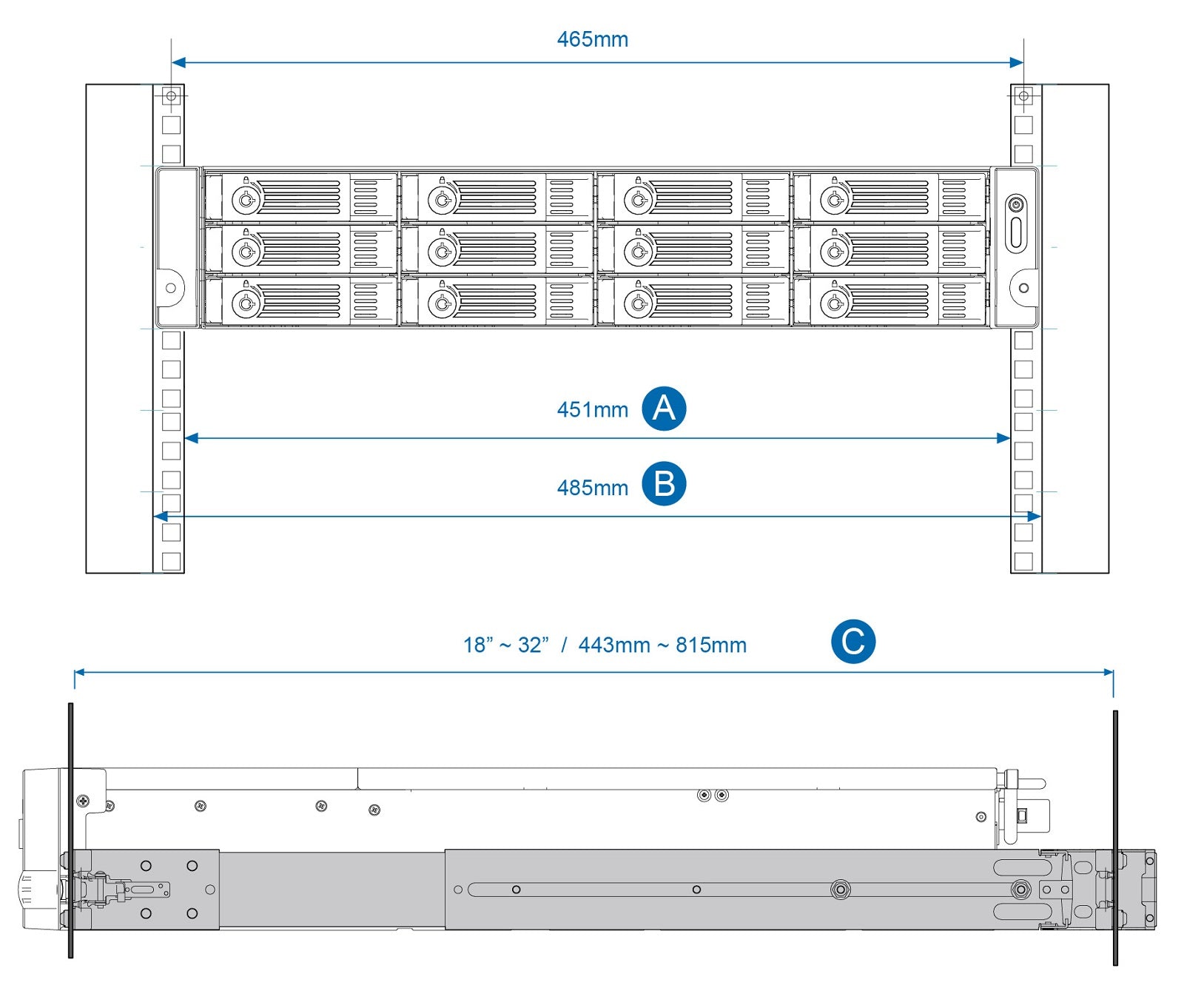 Kit de rails qnap rail - b02 para servidores nas