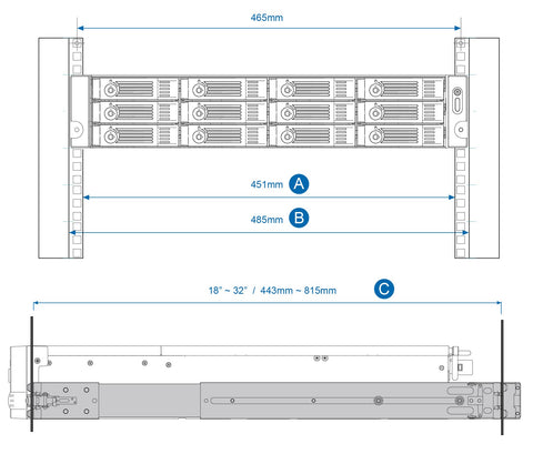 Kit de rails qnap rail - b02 para servidores nas