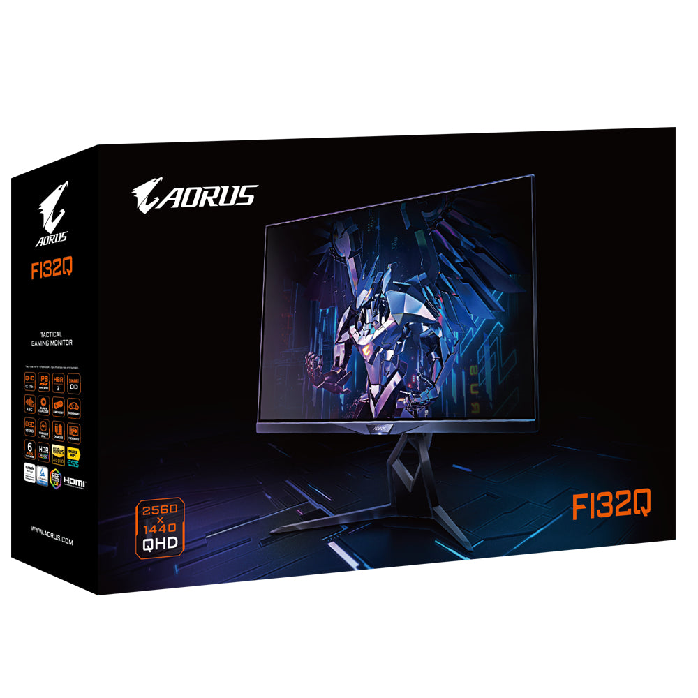 Monitor led gaming 32pulgadas gigabyte aorus fi32q - ek negro ips -  2k -  2 x hdmi -  1 x dp -  2 x usb tipo a - 1 x usb tipo c -  170hz -  1ms -  vesa 100 x 100