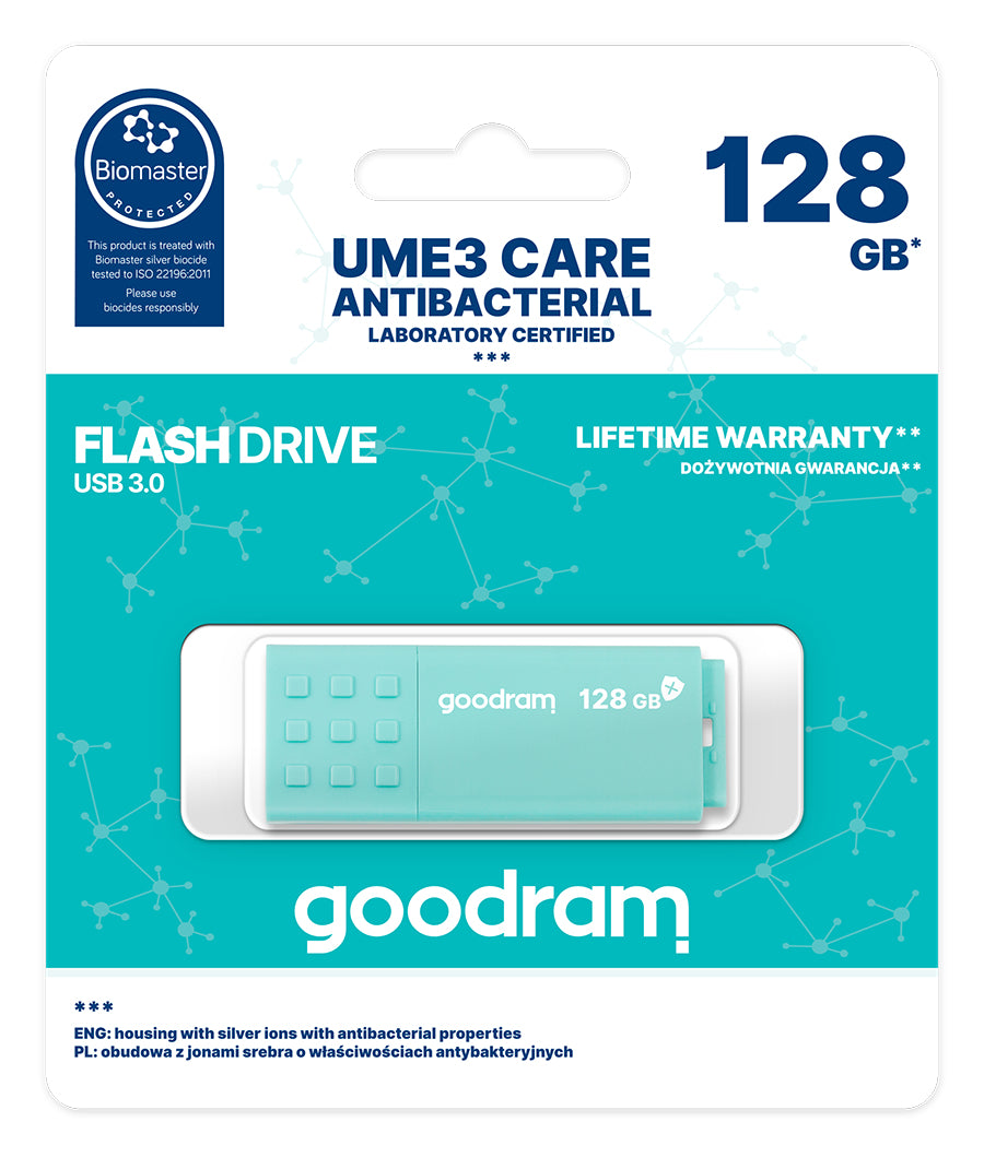 Memoria usb 3.0 goodram 128gb ume3 care antibacterial