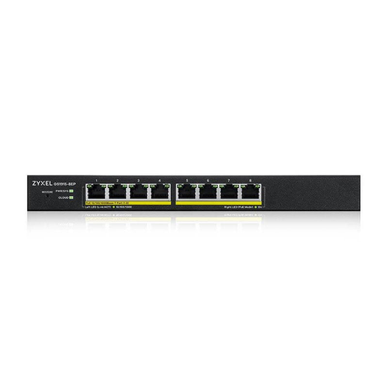 Switch 8 puertos zyxel gs1915 - 8ep gigabit ethernet poe 60w nebula