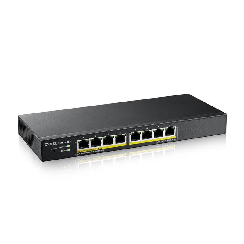 Switch 8 puertos zyxel gs1915 - 8ep gigabit ethernet poe 60w nebula