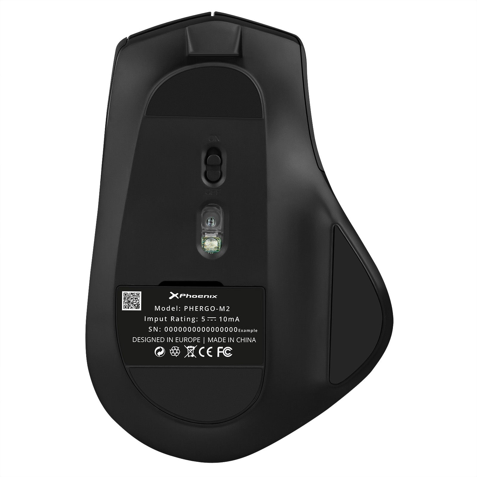 Ratón inalambrico bluetooth phoenix ergo m2 ergonomico multidispositivo y batería recargable click silenciosos