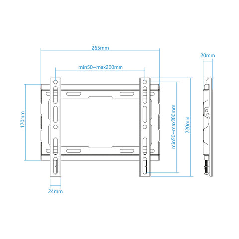 Soporte pared tv television monitor tooq lp1043f - b 23pulgadas - 43pulgadas carga maxima 45kg