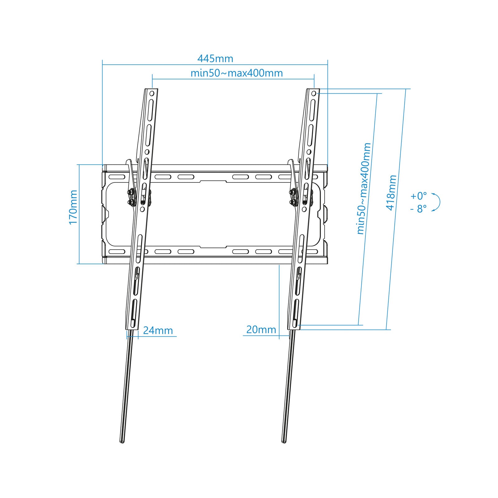 Soporte pared tv television monitor tooq lp1071t - b 32pulgadas - 70pulgadas carga maxima 45kg