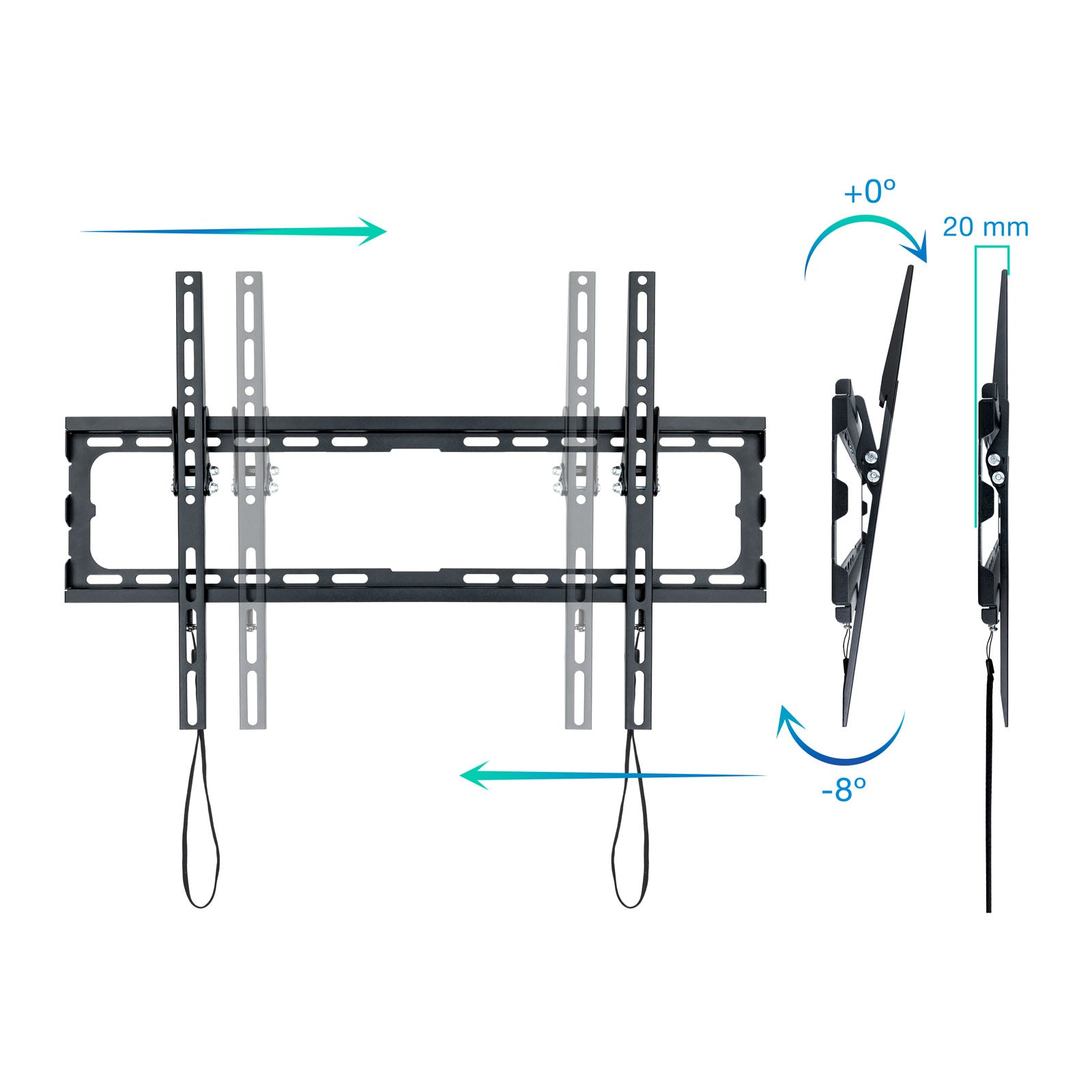 Soporte pared tv television monitor tooq lp1081t - b 37pulgadas - 80pulgadas carga maxima 45kg