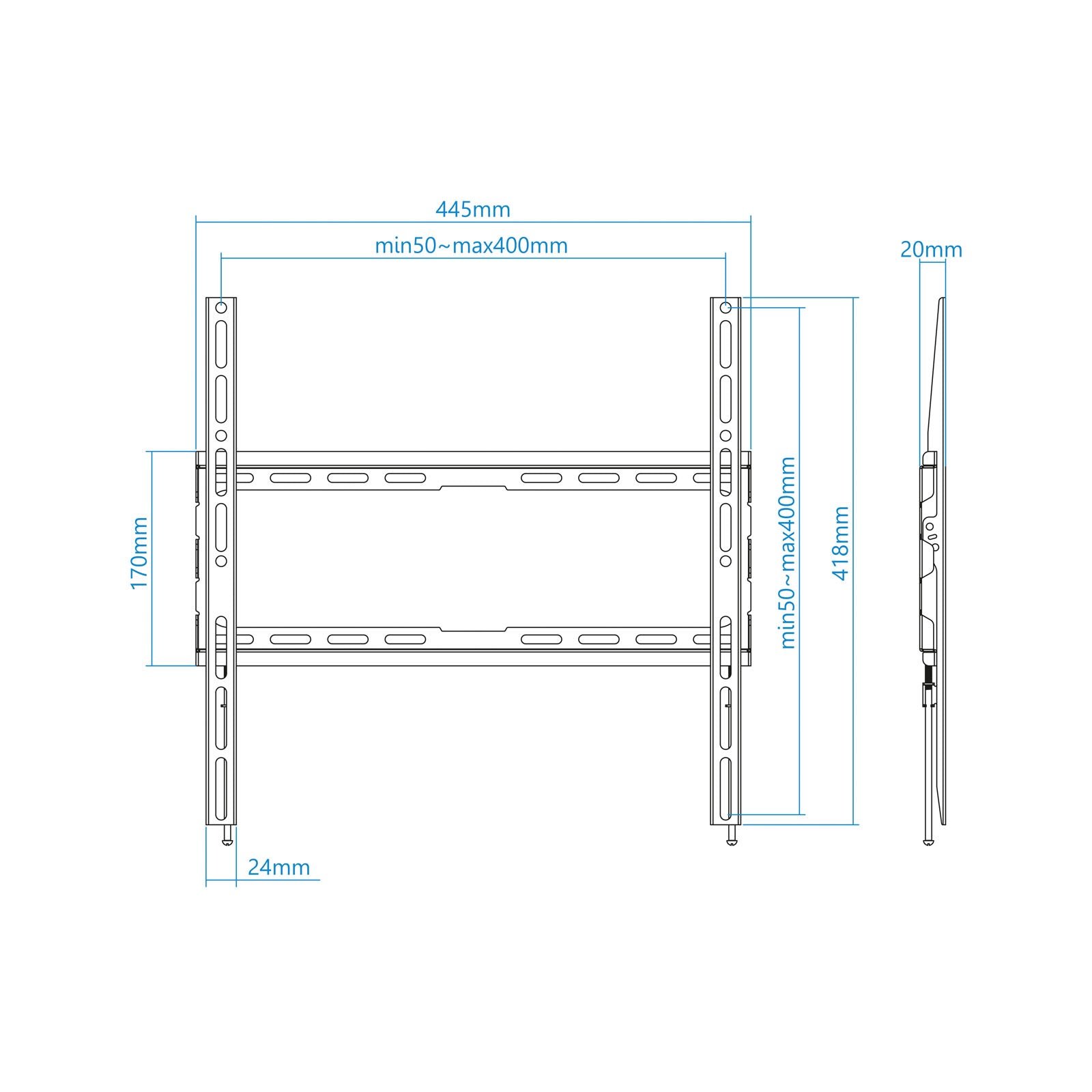 Soporte pared tv television monitor tooq lp1070f - b 32pulgadas - 70pulgadas carga maxima 45kg