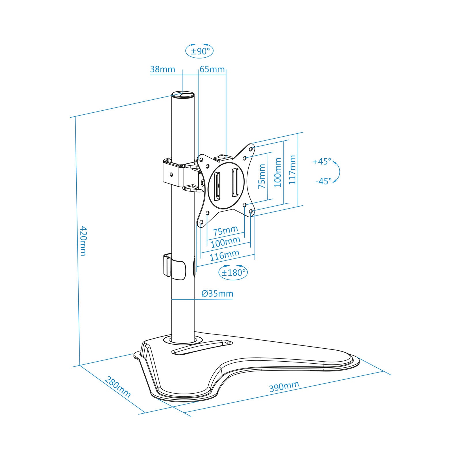 Soporte monitor de mesa tooq db1701tn - b para pantalla 17pulgadas - 32pulgadas carga maxima 9kg