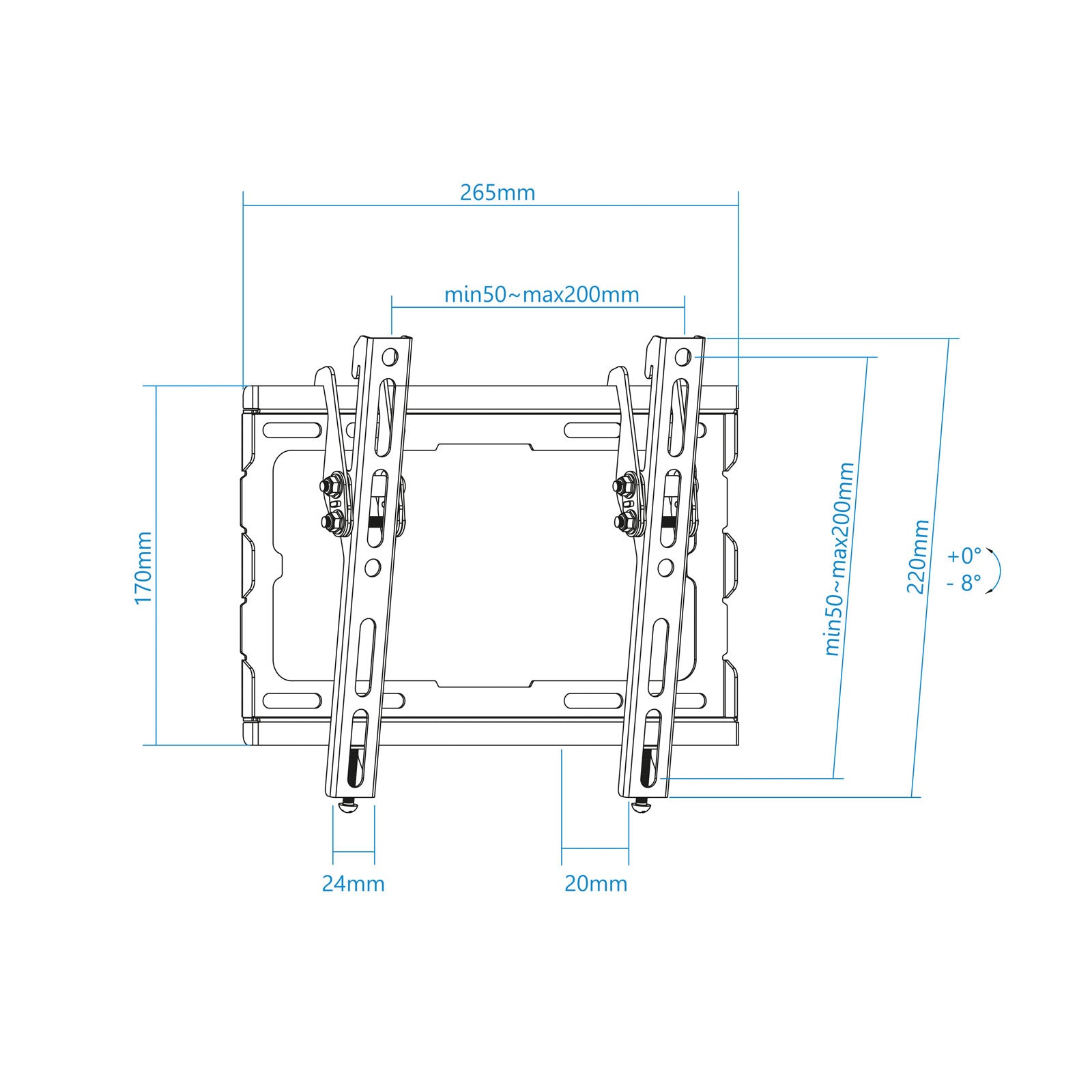 Soporte pared tv television monitor tooq lp1044t - b 23pulgadas - 43pulgadas carga maxima 45kg