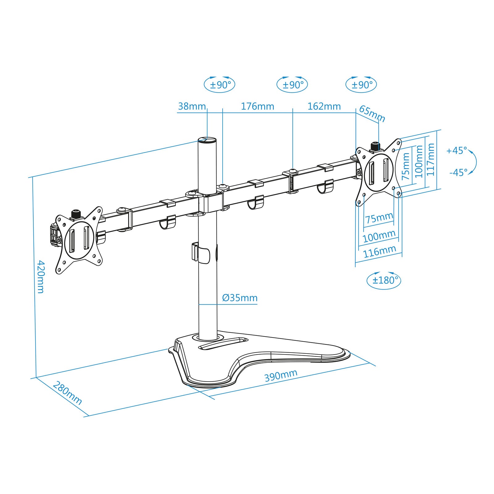 Soporte monitor de mesa tooq db1702tn - b 2 pantallas 17pulgadas - 32pulgadas carga maxima 9kg