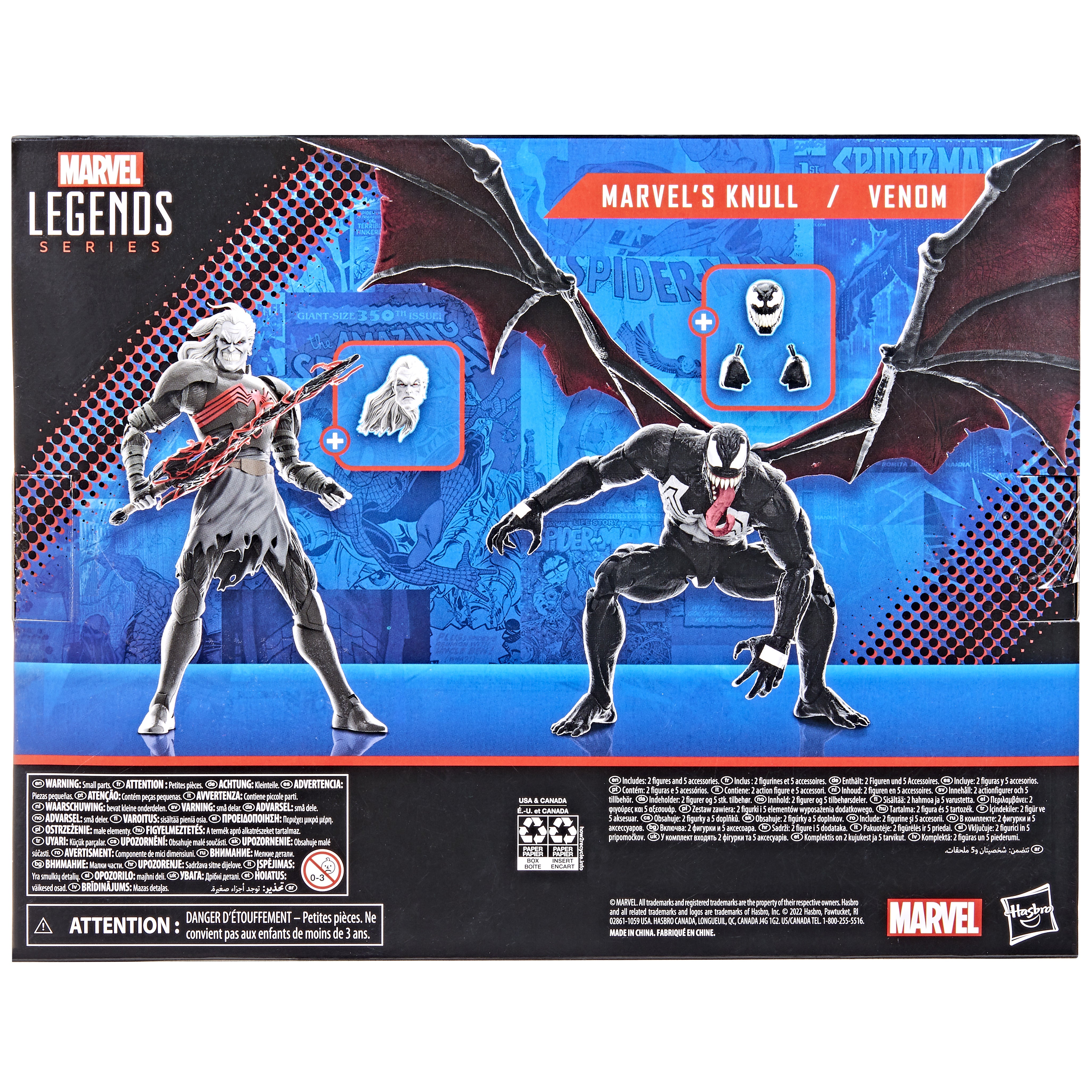 Pack 2 figuras hasbro knull & venom spiderman 60 anniversary marvel legends