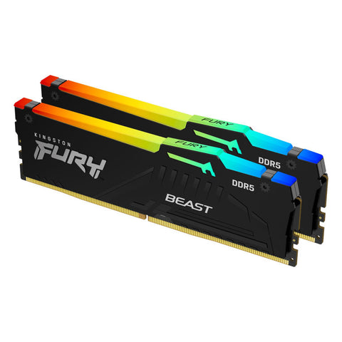 Memoria ram ddr5 16gb 2x8gb kingston - 5200mhz - pc5 41600 - fury beast rgb - cl40 - 1.25v