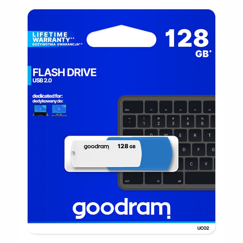 Memoria usb 2.0 goodram 128gb uco2 azul blanco