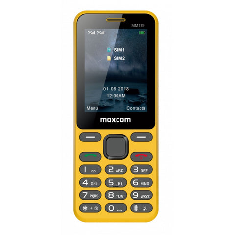 Telefono movil maxcom classic mm139 amarillo -  2.4pulgadas -  0.3 mpx -  2g