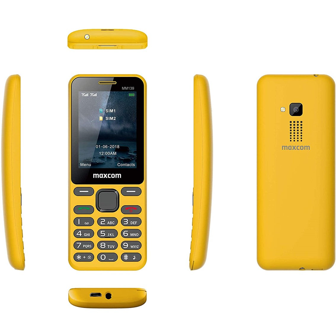 Telefono movil maxcom classic mm139 amarillo -  2.4pulgadas -  0.3 mpx -  2g